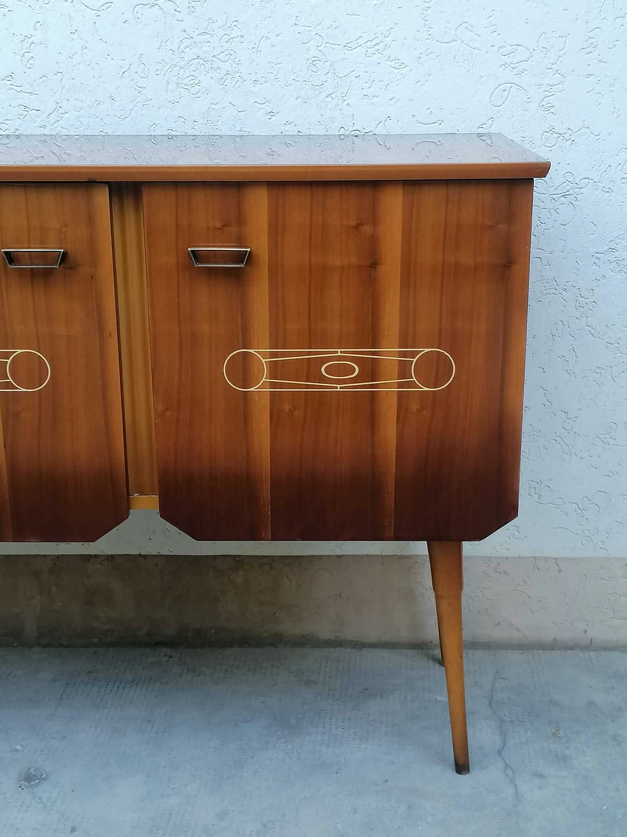 Credenza in legno con intarsi, anni '50 5