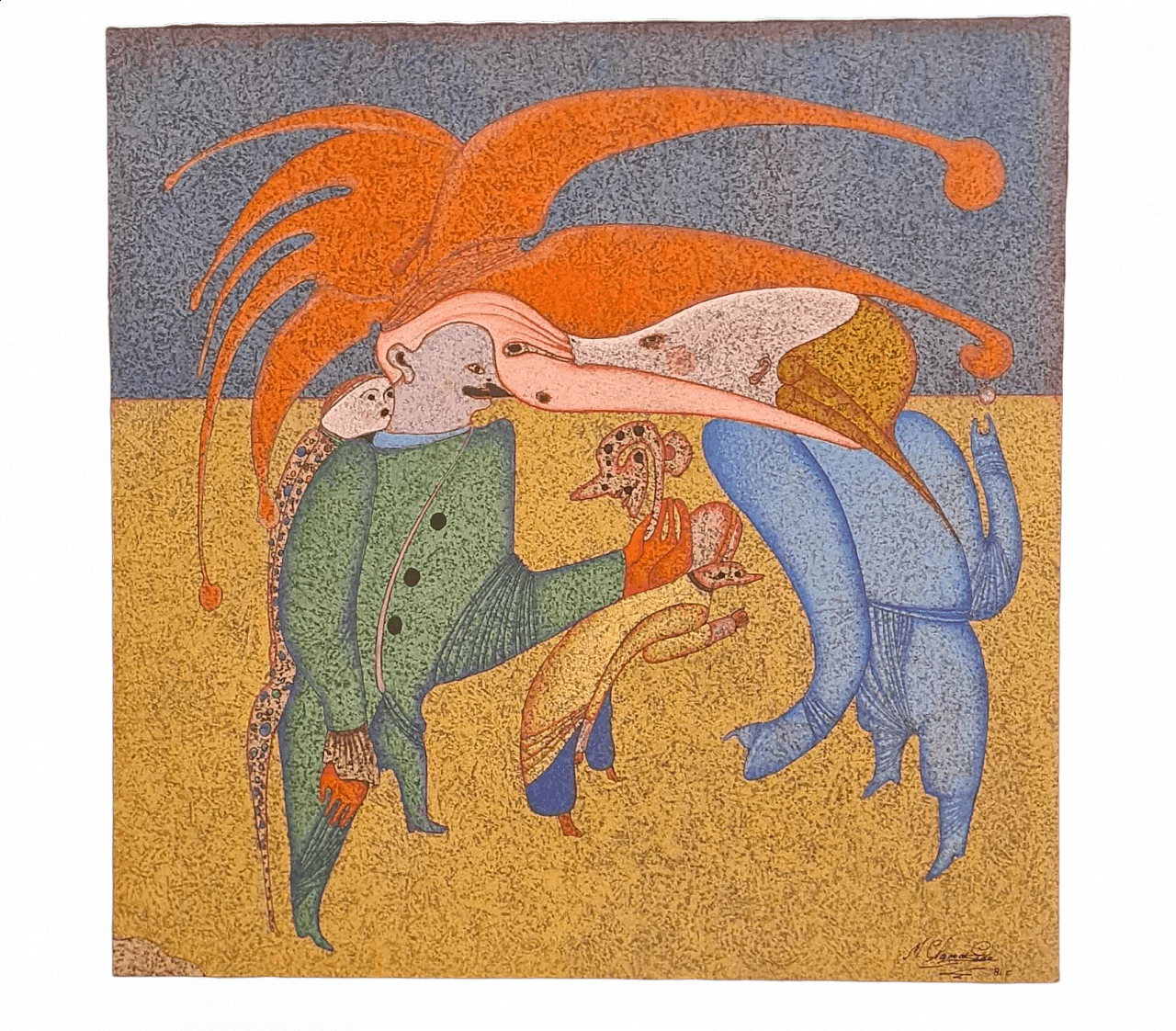 Mihail Chemiakin, Carnival of Saint Petersburg, mixed media painting on cardboard, 1981 12