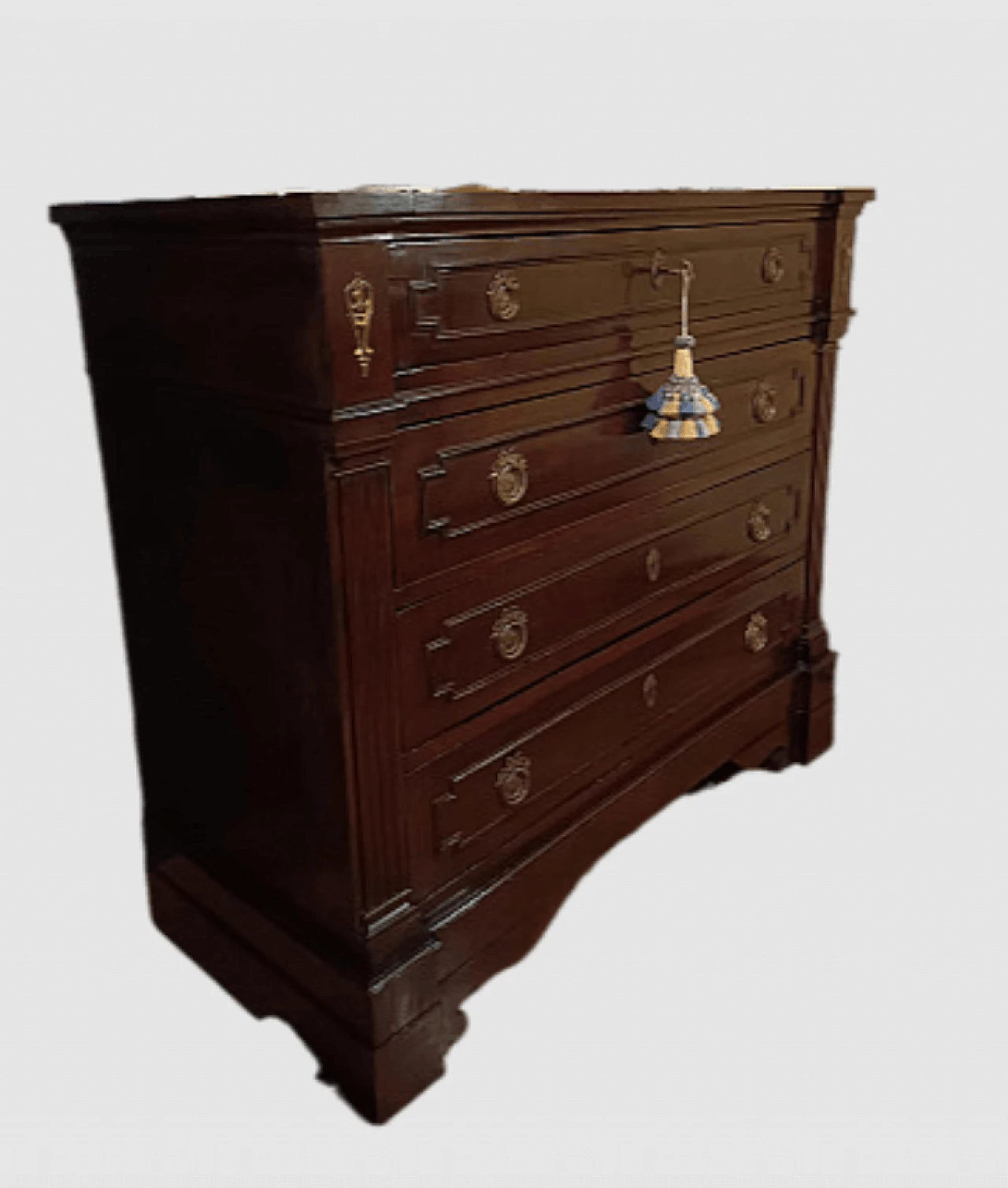Mahogany Empire chest of drawers with gilt bronze friezes and handles, 19th century 1
