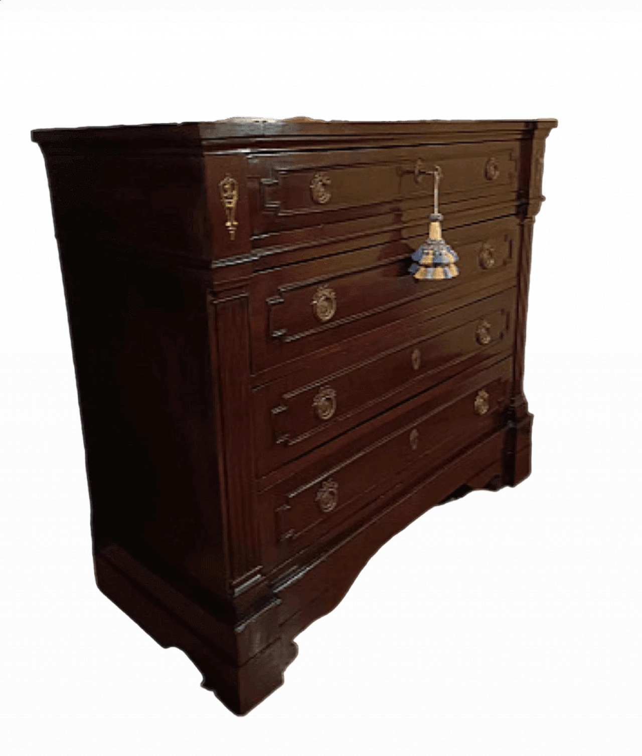 Mahogany Empire chest of drawers with gilt bronze friezes and handles, 19th century 5