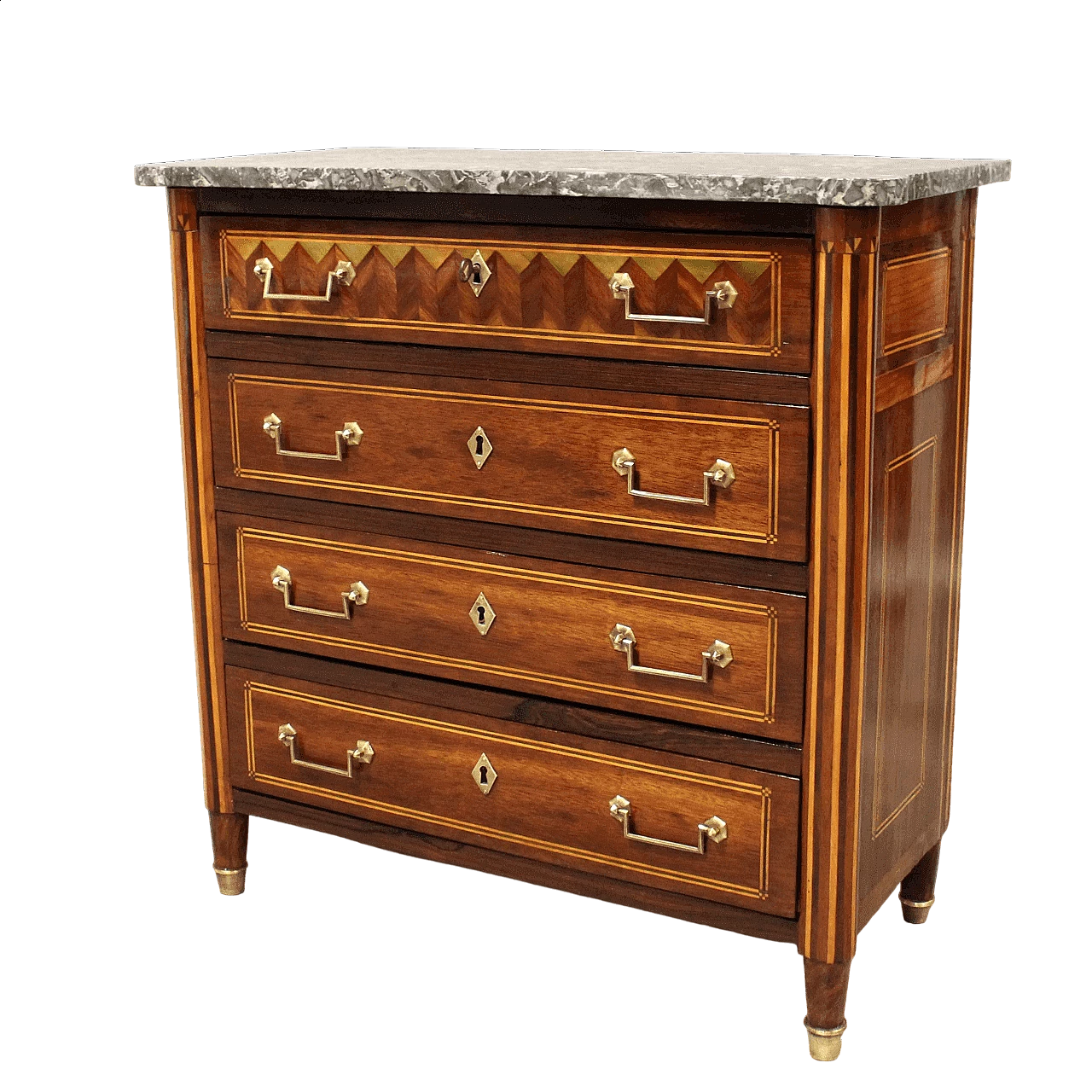 Louis XVI inlaid mahogany and rosewood commode, late 18th century 11