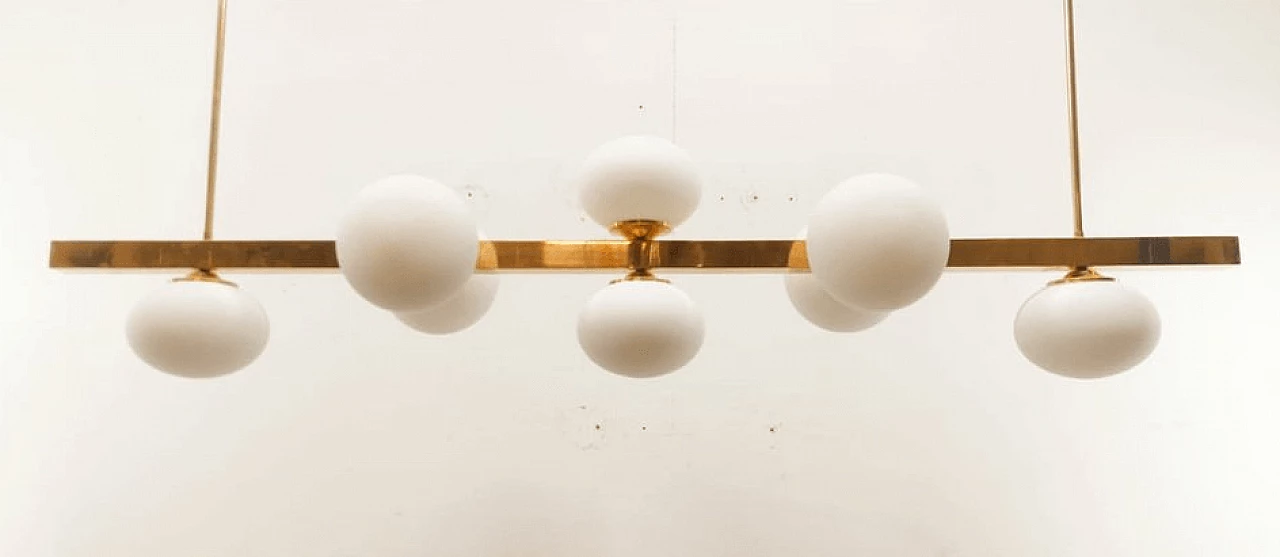 Eight-light brass and glass chandelier, 1970s 1402348