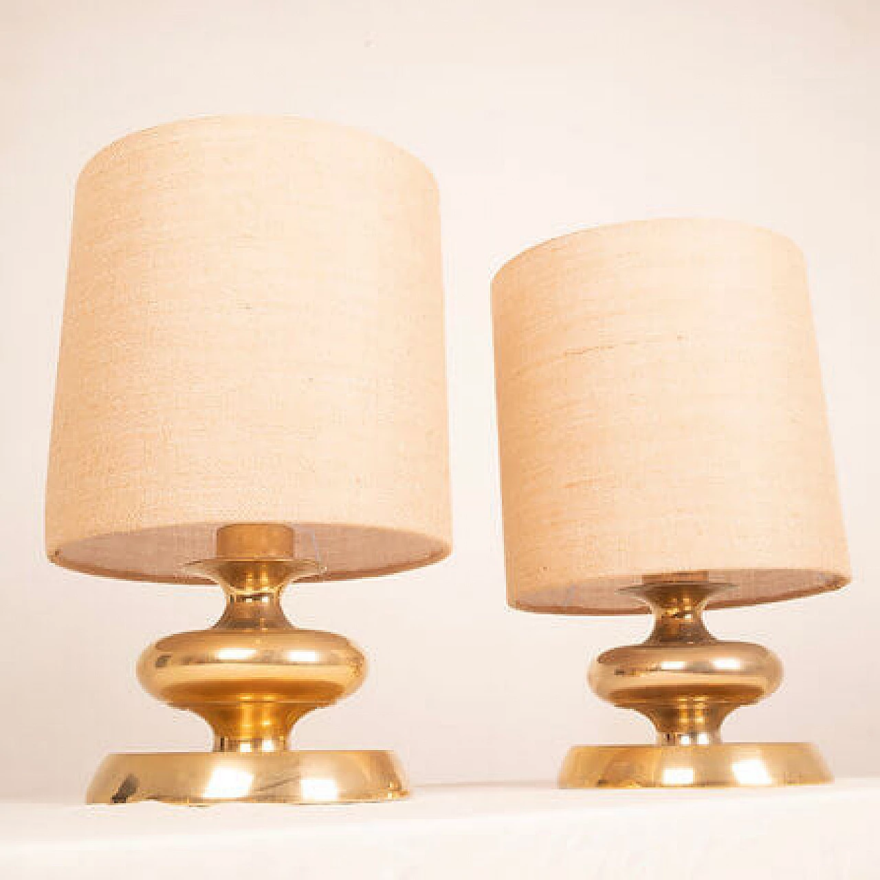 Pair of Gold24K Edition C-363 table lamps by Luci, 1970s 1