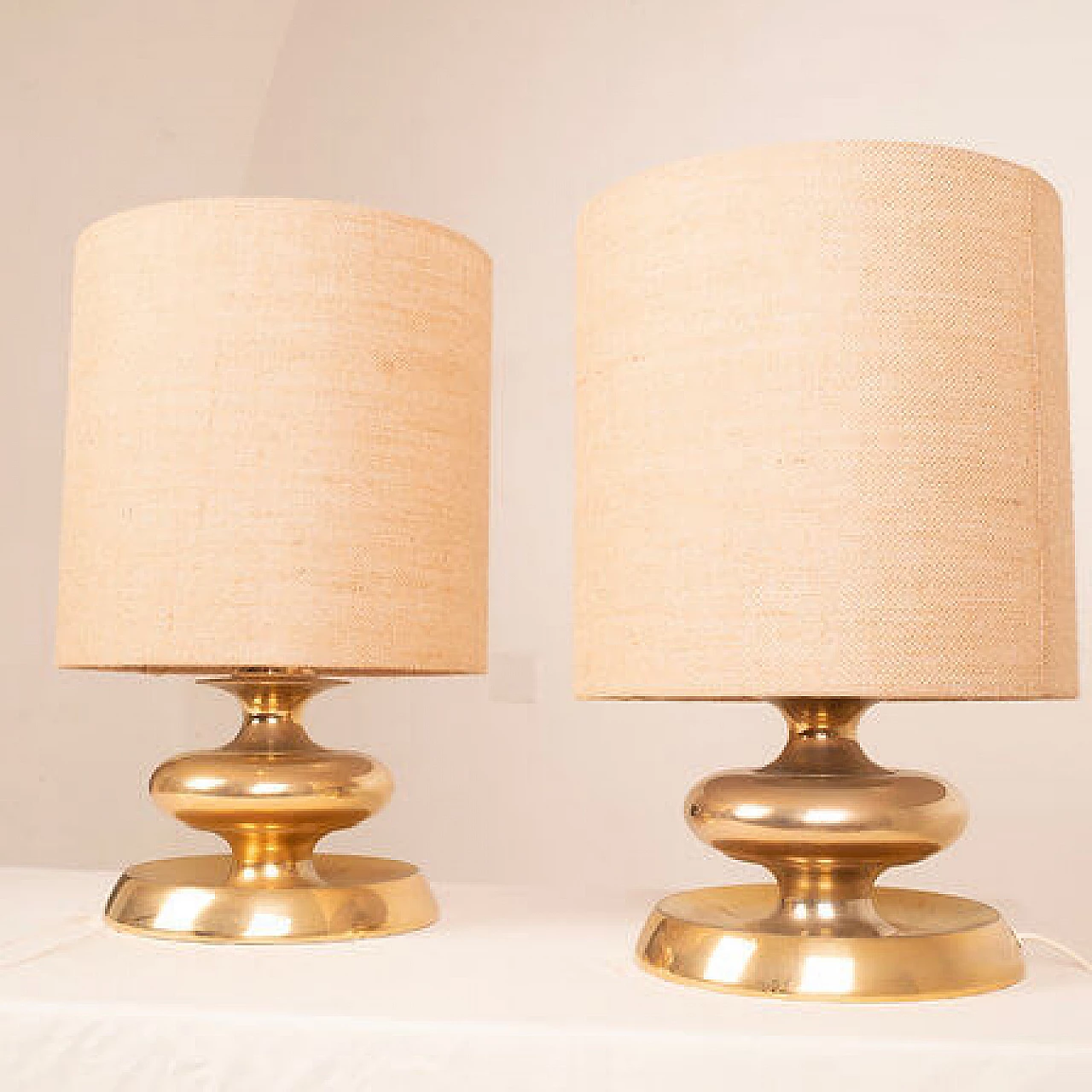 Pair of Gold24K Edition C-363 table lamps by Luci, 1970s 9