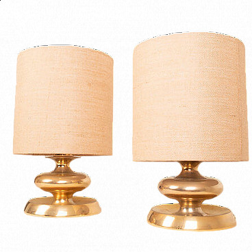 Pair of Gold24K Edition C-363 table lamps by Luci, 1970s