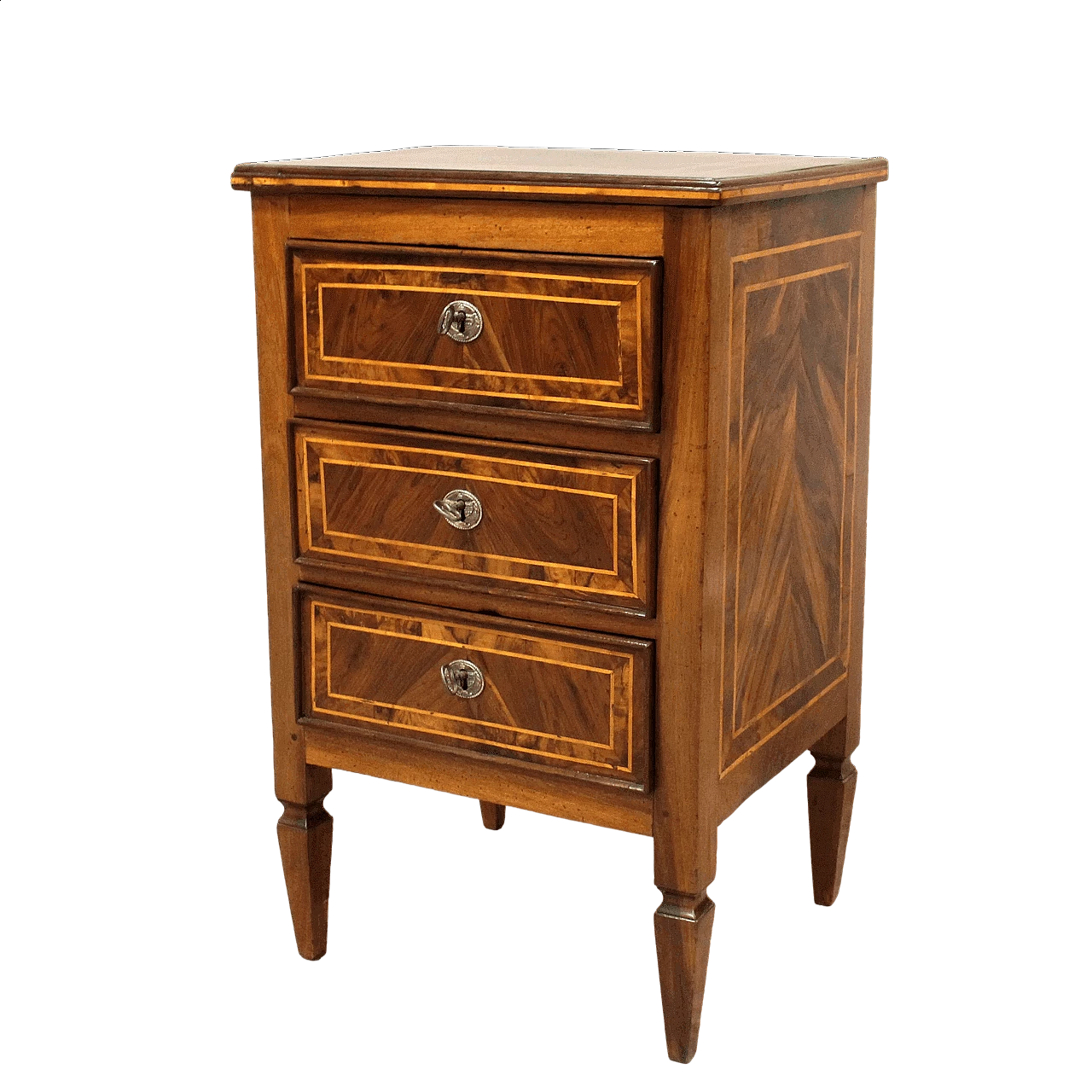 Cassettiera Luigi XVI bolognese in noce intarsiato, '700 11