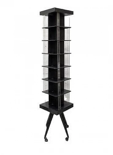Iron bookcase and acrylic glass with wheels, 1960s