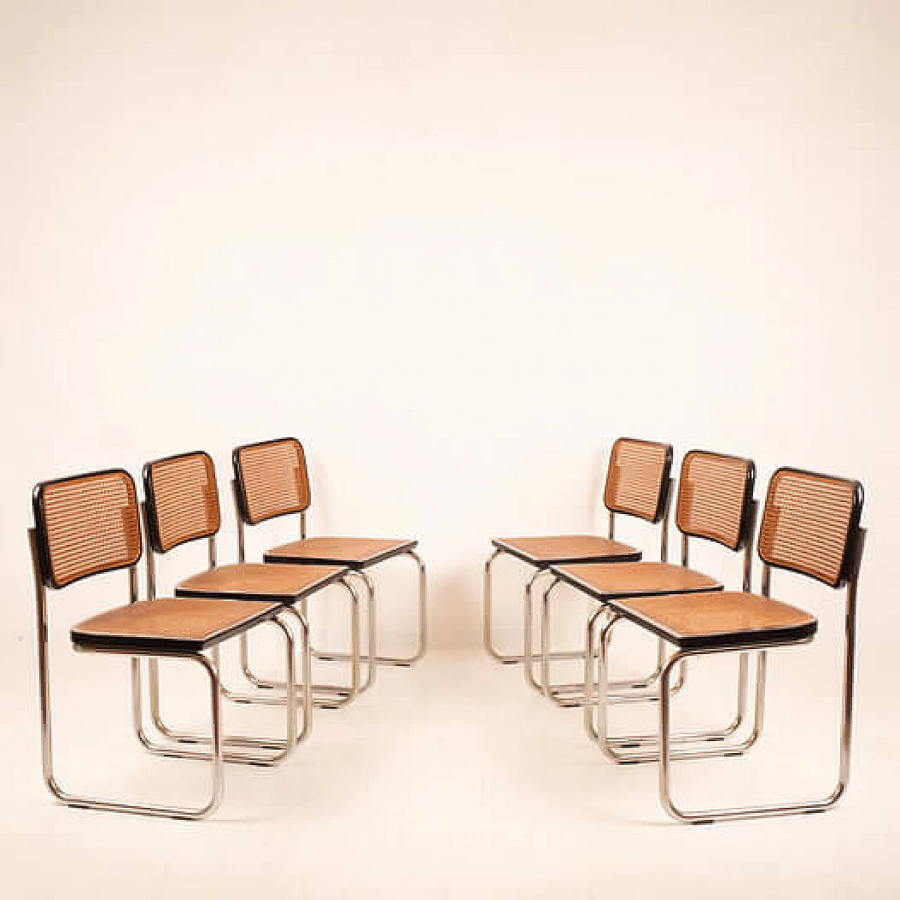 6 Bauhaus chairs by Giuseppe Terragni for Columbus, 1950s 1