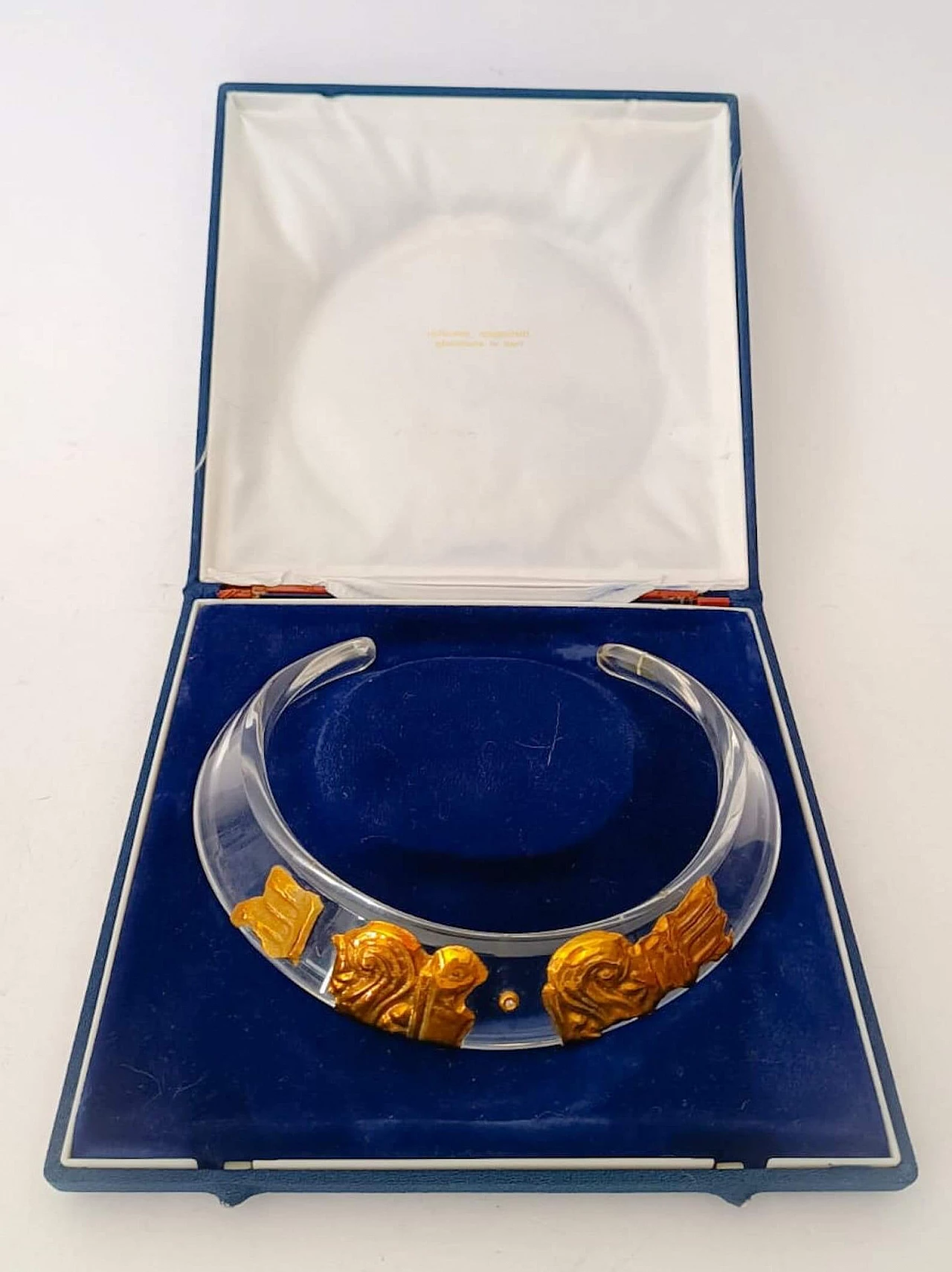 Lucite and 750 gold plates choker necklace by La squadra Mancadori, 1970s 7