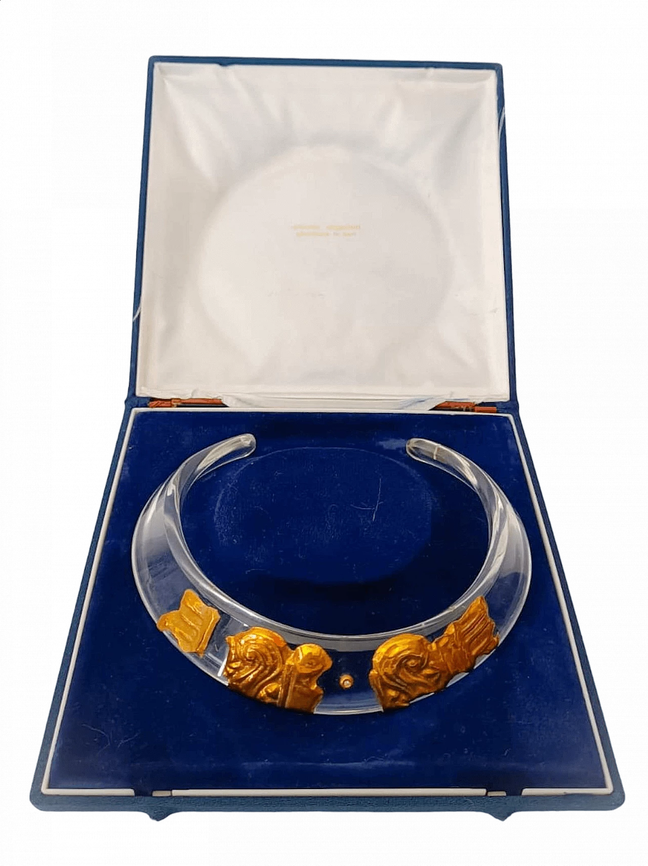 Lucite and 750 gold plates choker necklace by La squadra Mancadori, 1970s 11