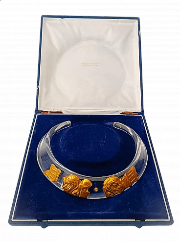 Lucite and 750 gold plates choker necklace by La squadra Mancadori, 1970s