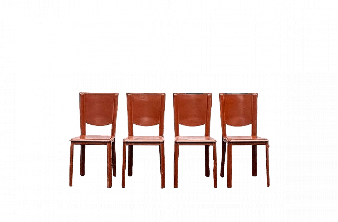 4 Sedie in pelle di Enrico Pellizzoni, anni '70 10