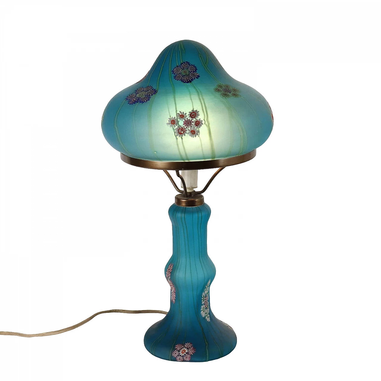 Glass table lamp with millefiori murrine by Fratelli Toso, 1950s 1