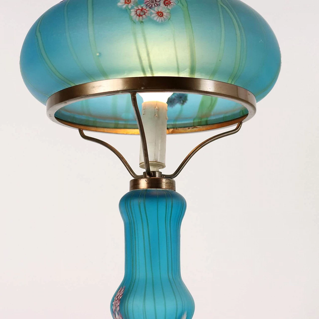 Glass table lamp with millefiori murrine by Fratelli Toso, 1950s 4