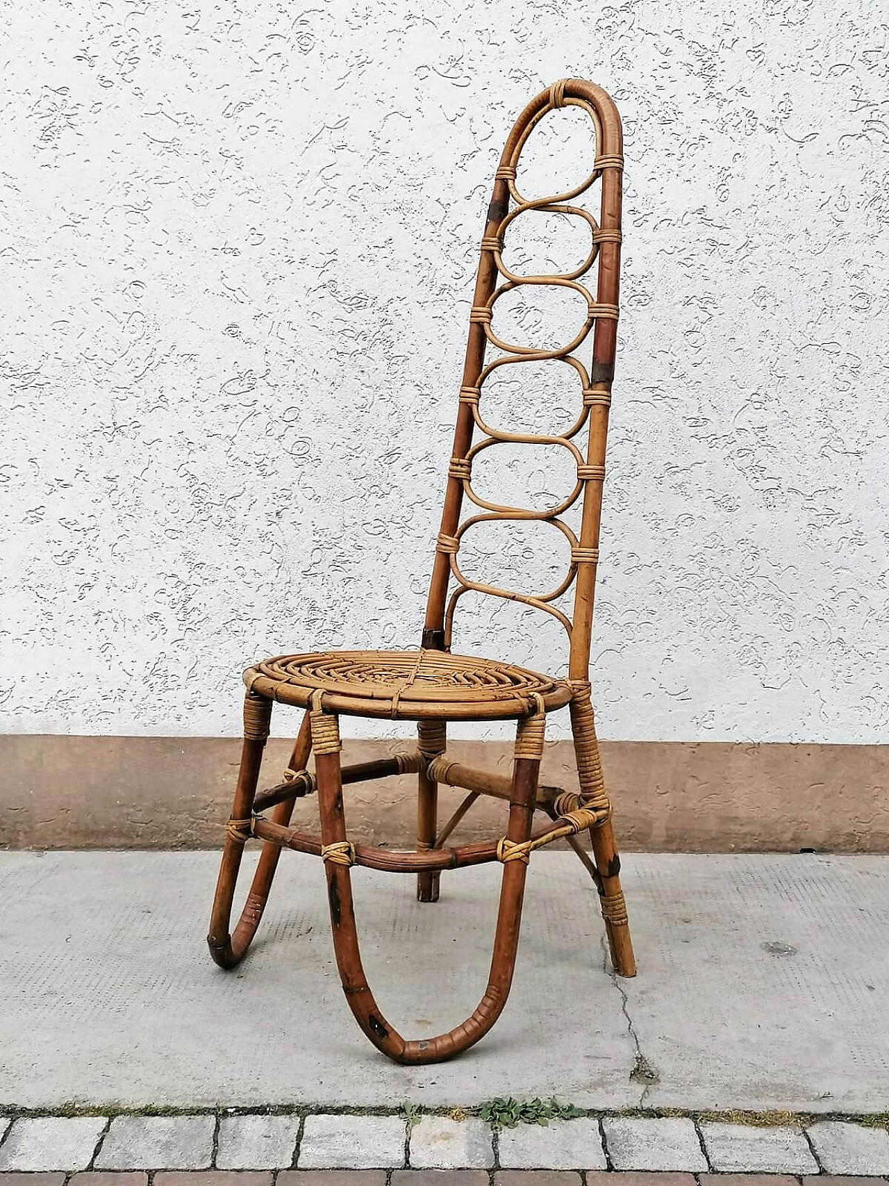 Pair of bamboo, malacca and reed chairs, 1960s 3