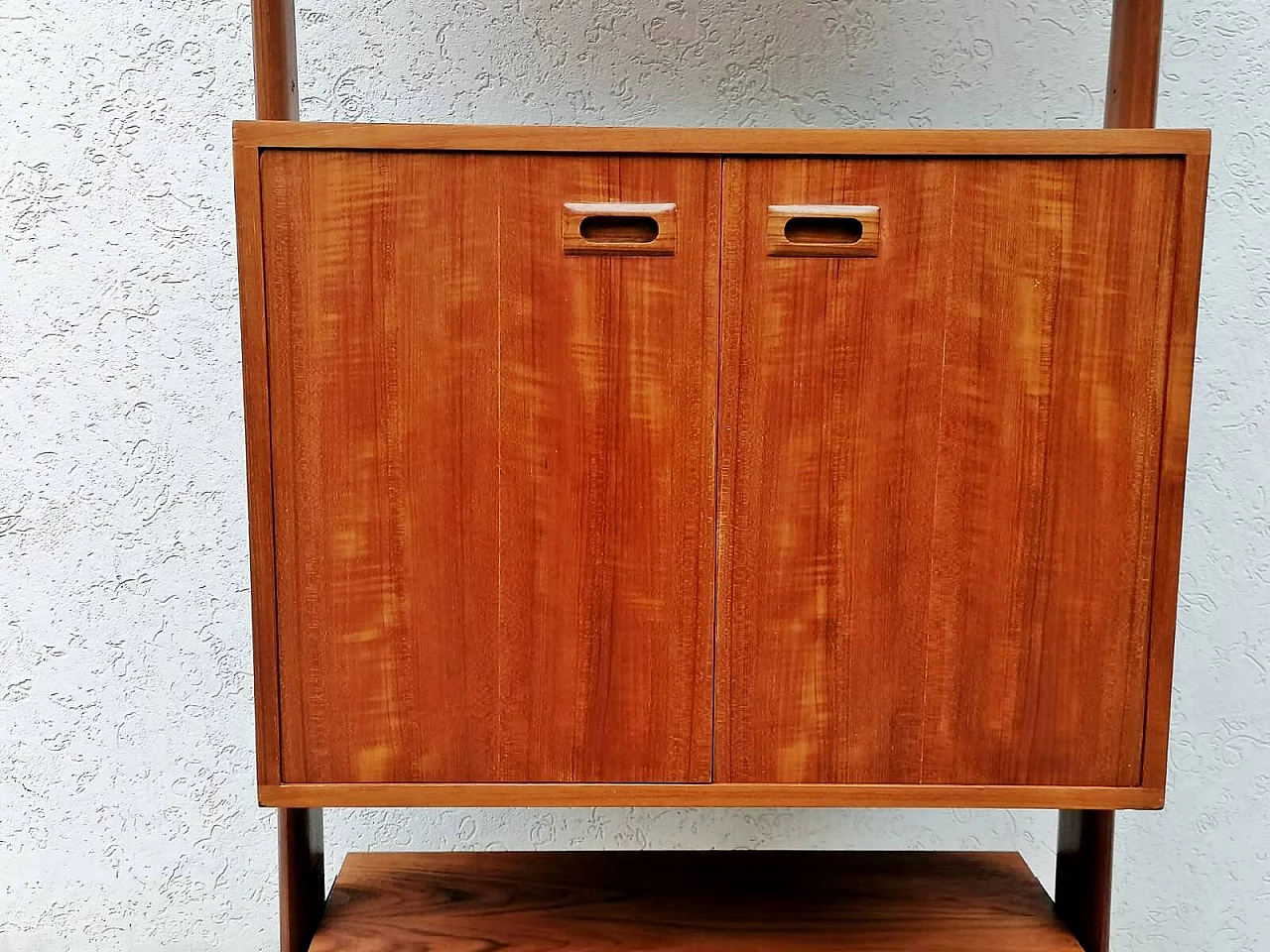 Teak, black varnished metal and brass bookcase, 1960s 7