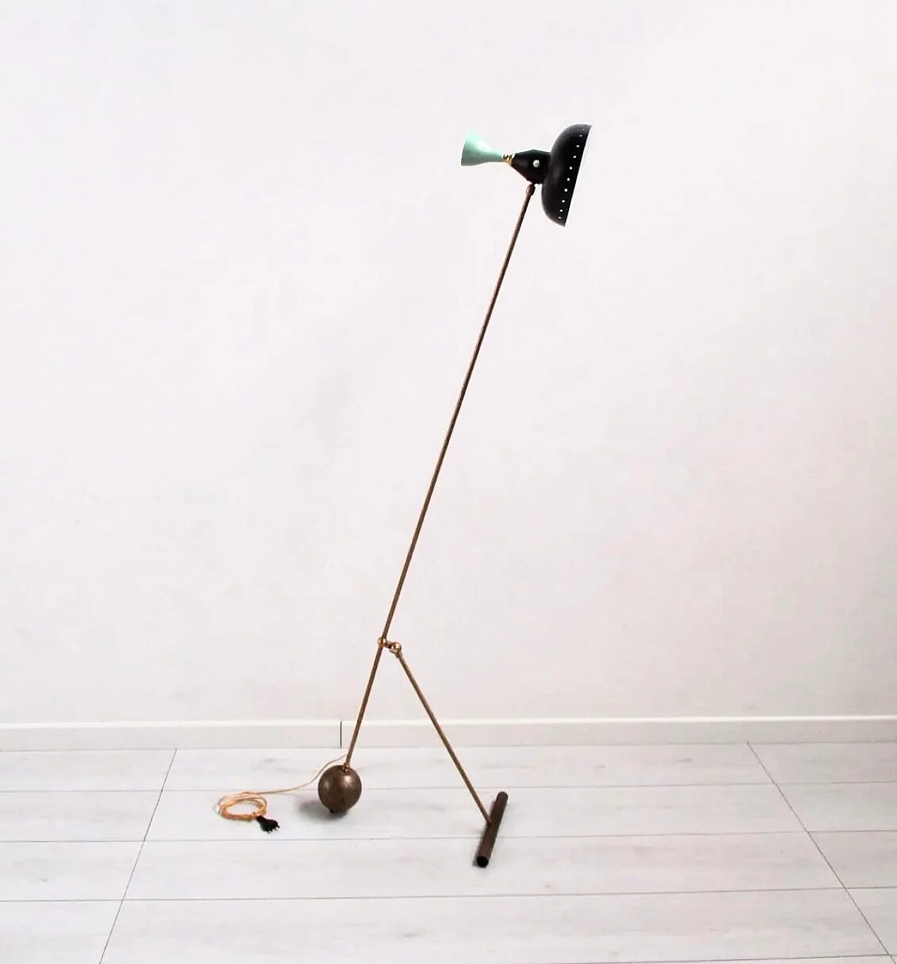 Brass floor lamp with two arms, 1950s 2
