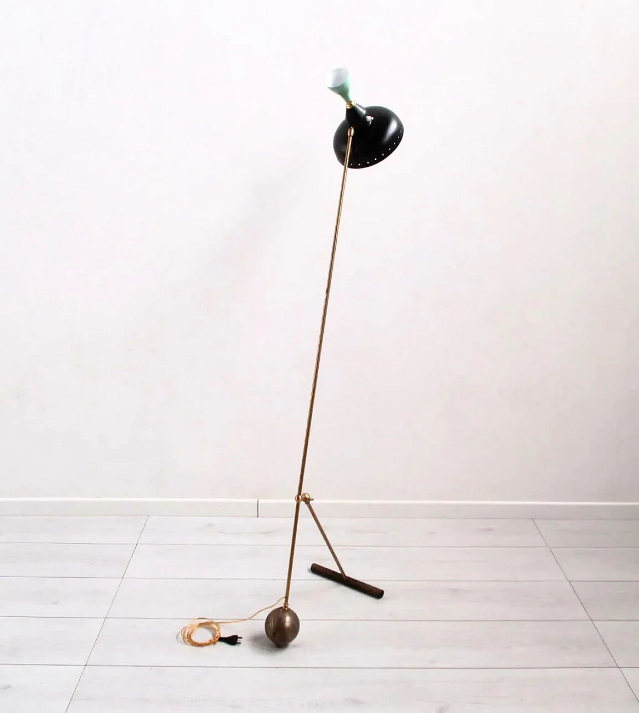 Brass floor lamp with two arms, 1950s 3