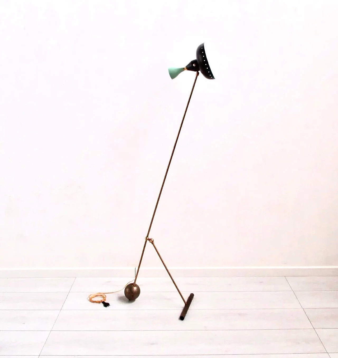 Brass floor lamp with two arms, 1950s 5