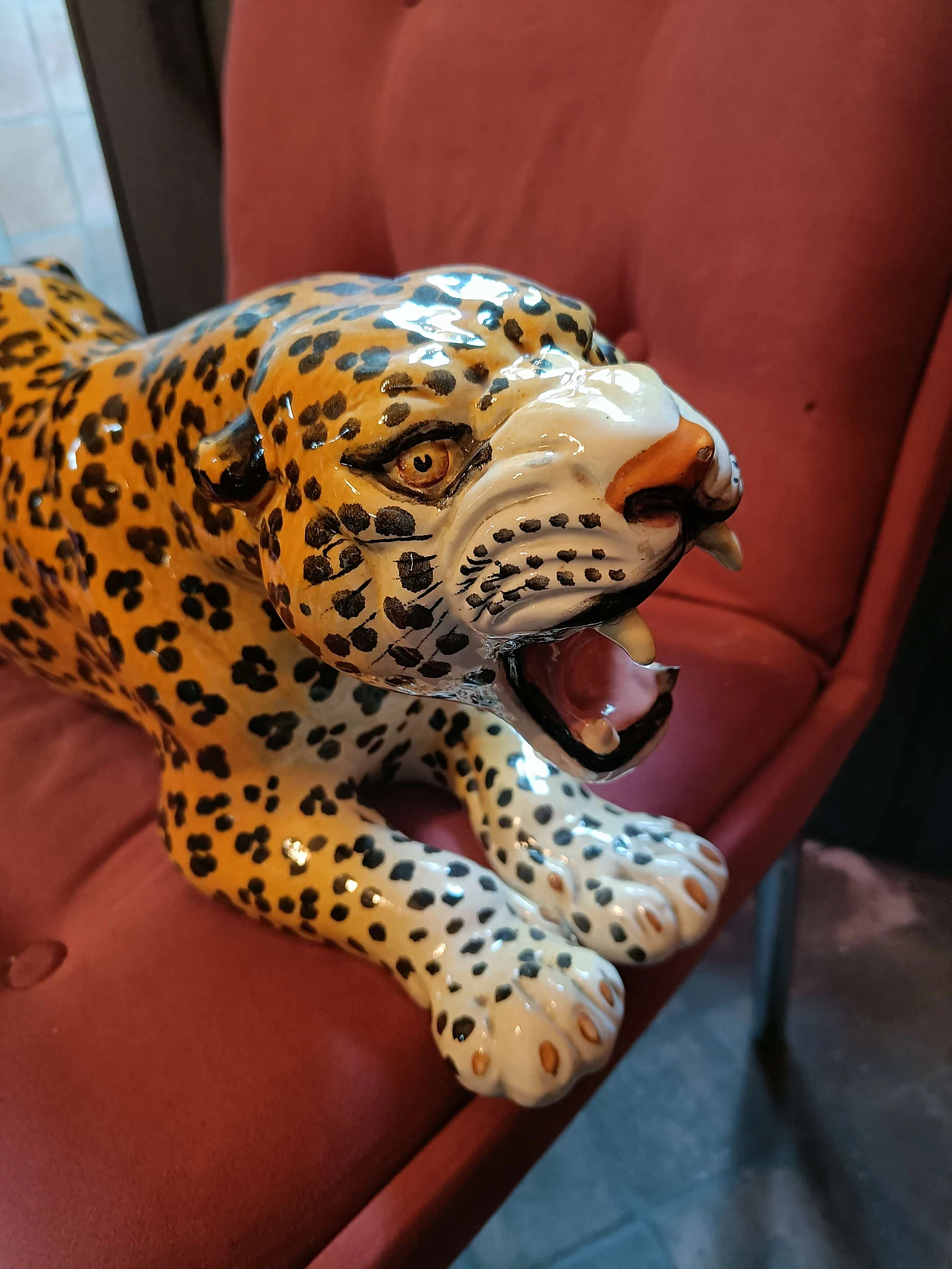 Cast ceramic tiger by Ronzan, 1960s 2