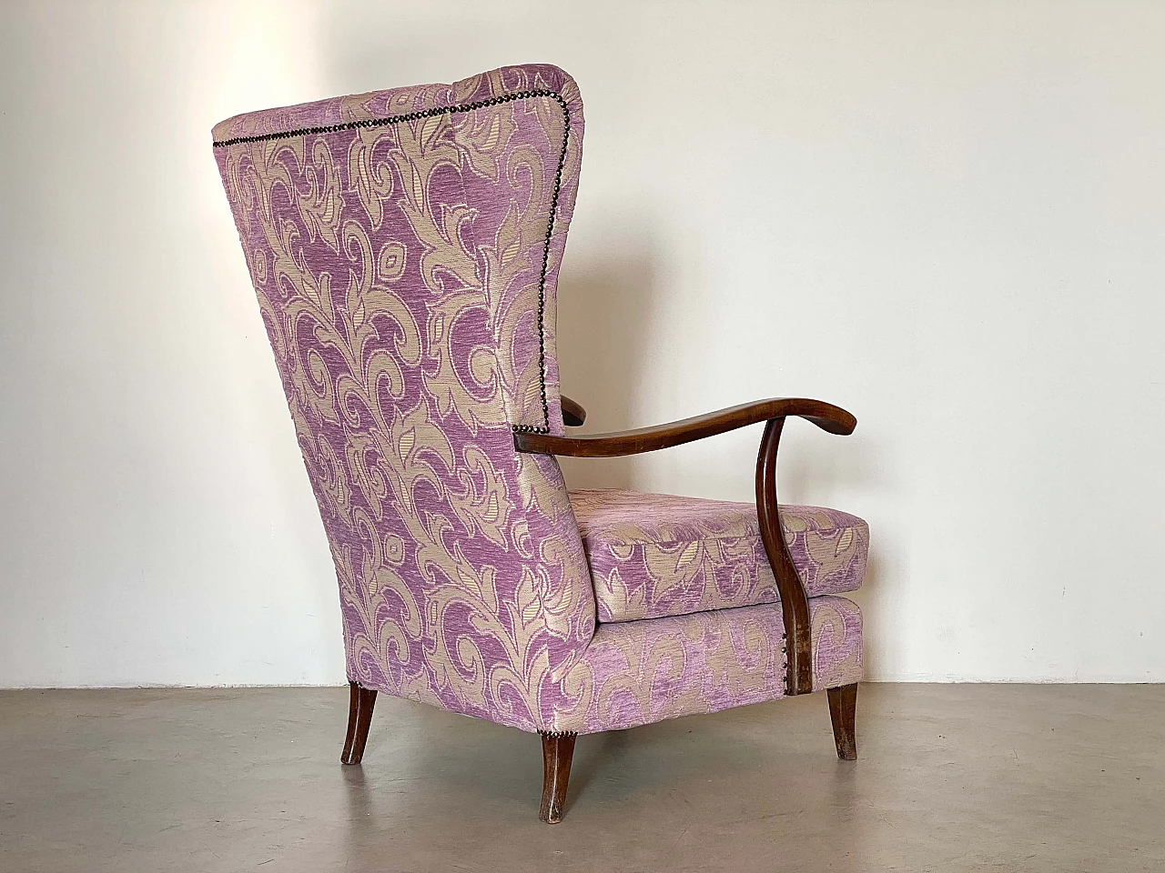 Wood and fabric armchair in the style of Paolo Buffa, 1960s 3