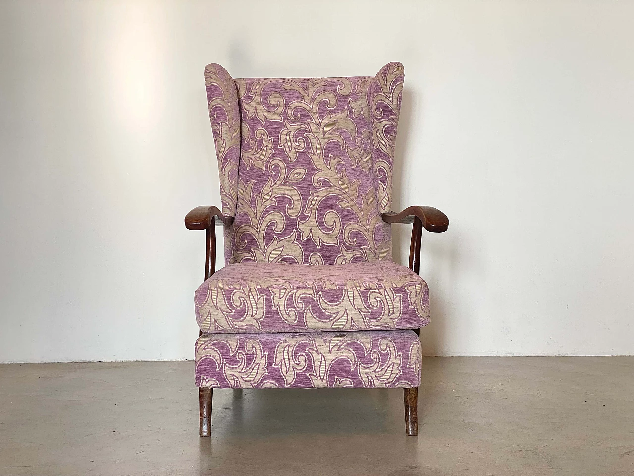 Wood and fabric armchair in the style of Paolo Buffa, 1960s 8