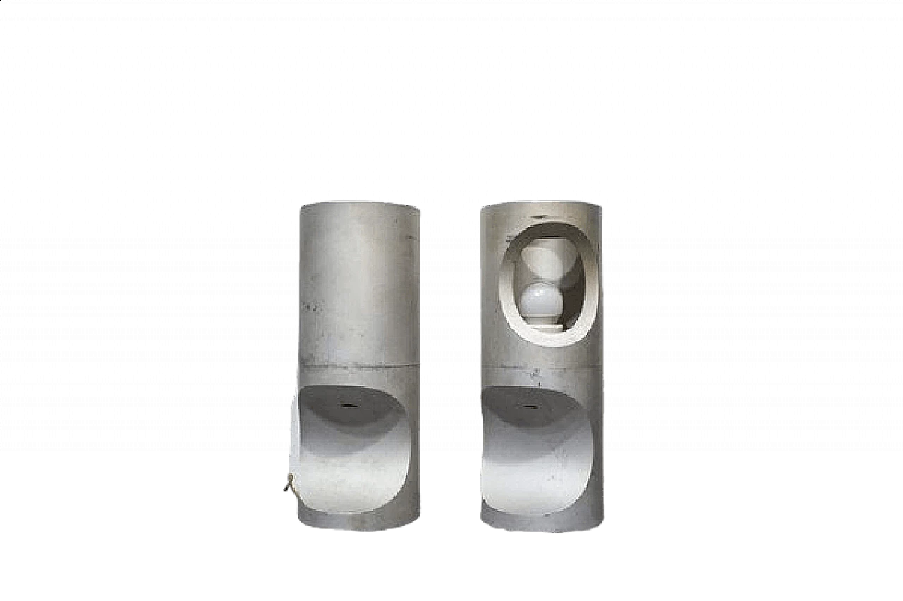 Pair of burnished aluminum table lamps, 1950s 7