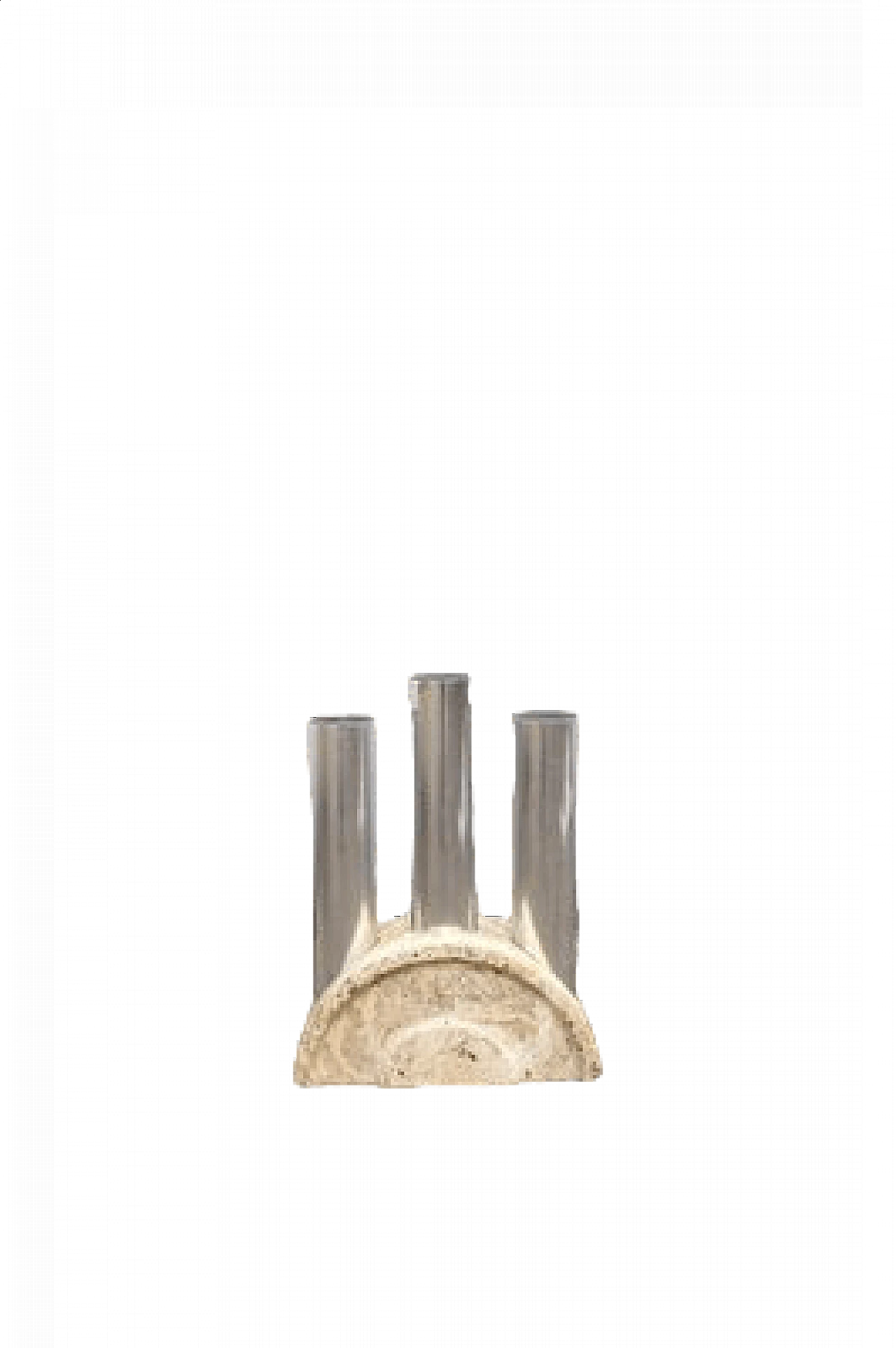 Travertine and aluminum umbrella stand, 1970s 7