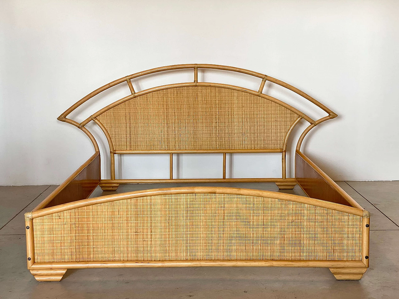 Wicker and bamboo double bed, 1980s 1