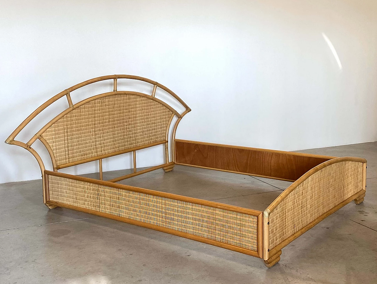 Wicker and bamboo double bed, 1980s 5