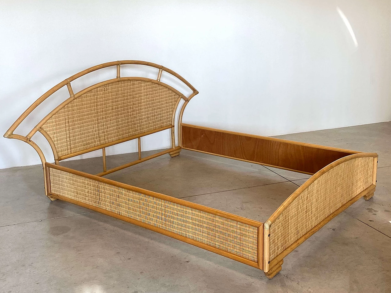 Wicker and bamboo double bed, 1980s 8