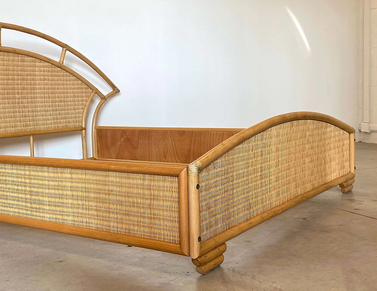 Wicker and bamboo double bed, 1980s 9