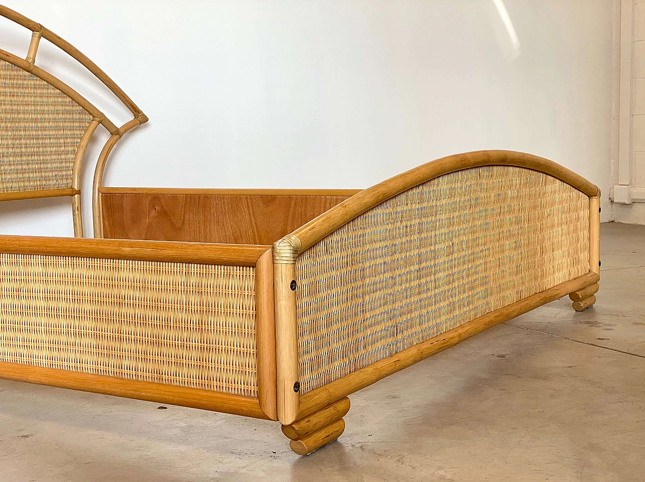 Wicker and bamboo double bed, 1980s 10