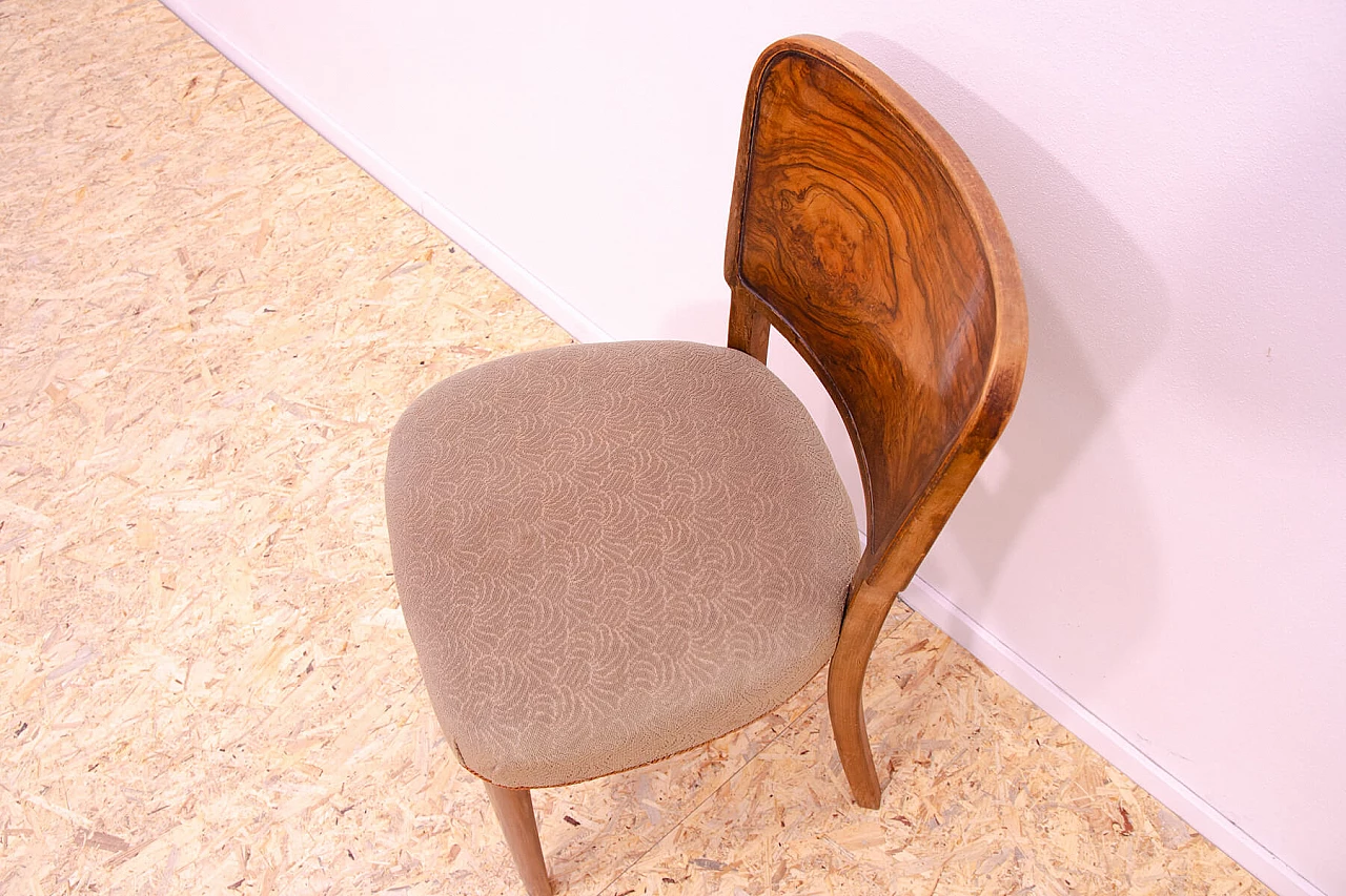 6 Czechoslovakian Art Deco walnut and fabric chairs, 1930s 14