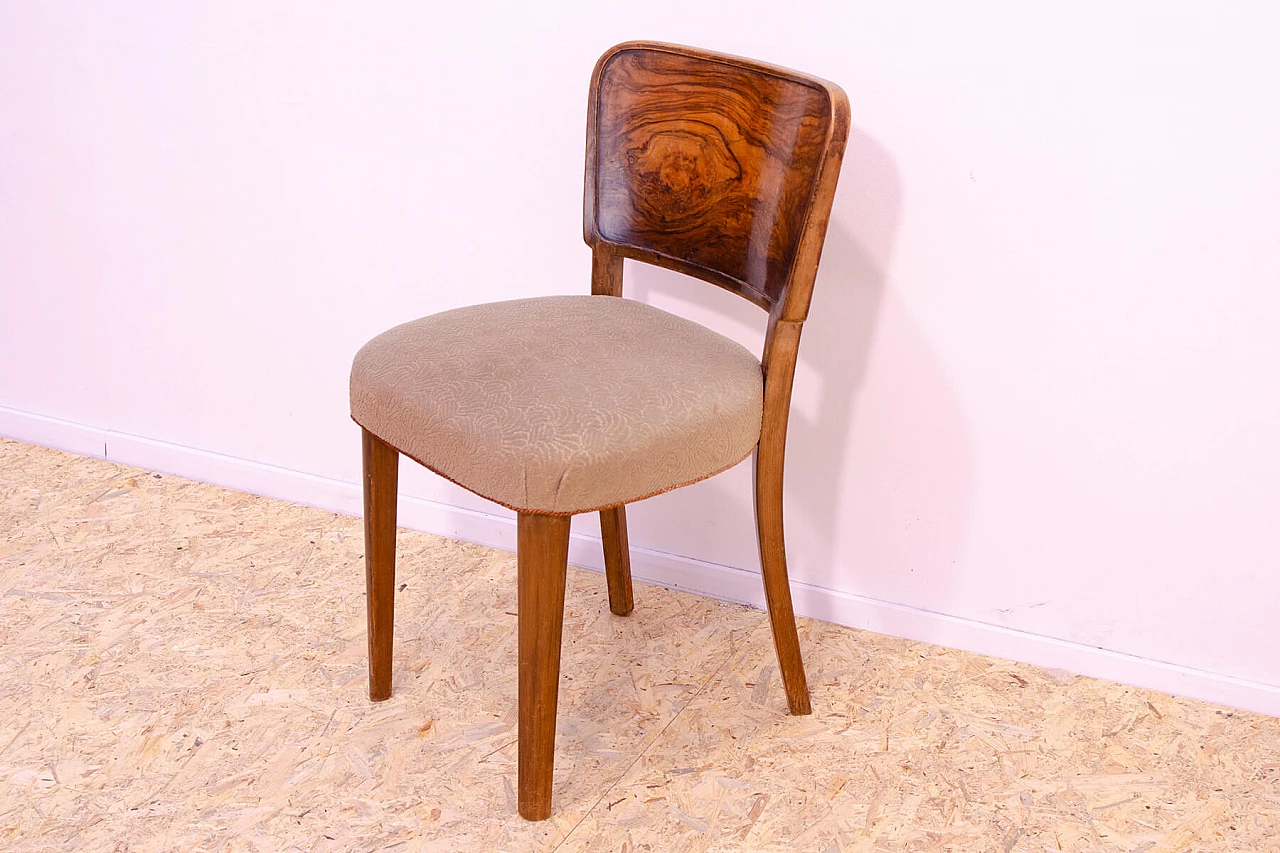 6 Czechoslovakian Art Deco walnut and fabric chairs, 1930s 15