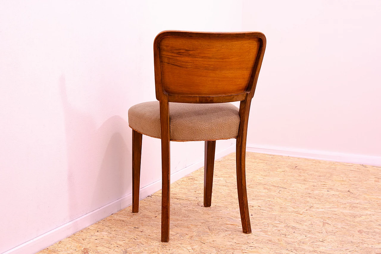 6 Czechoslovakian Art Deco walnut and fabric chairs, 1930s 16