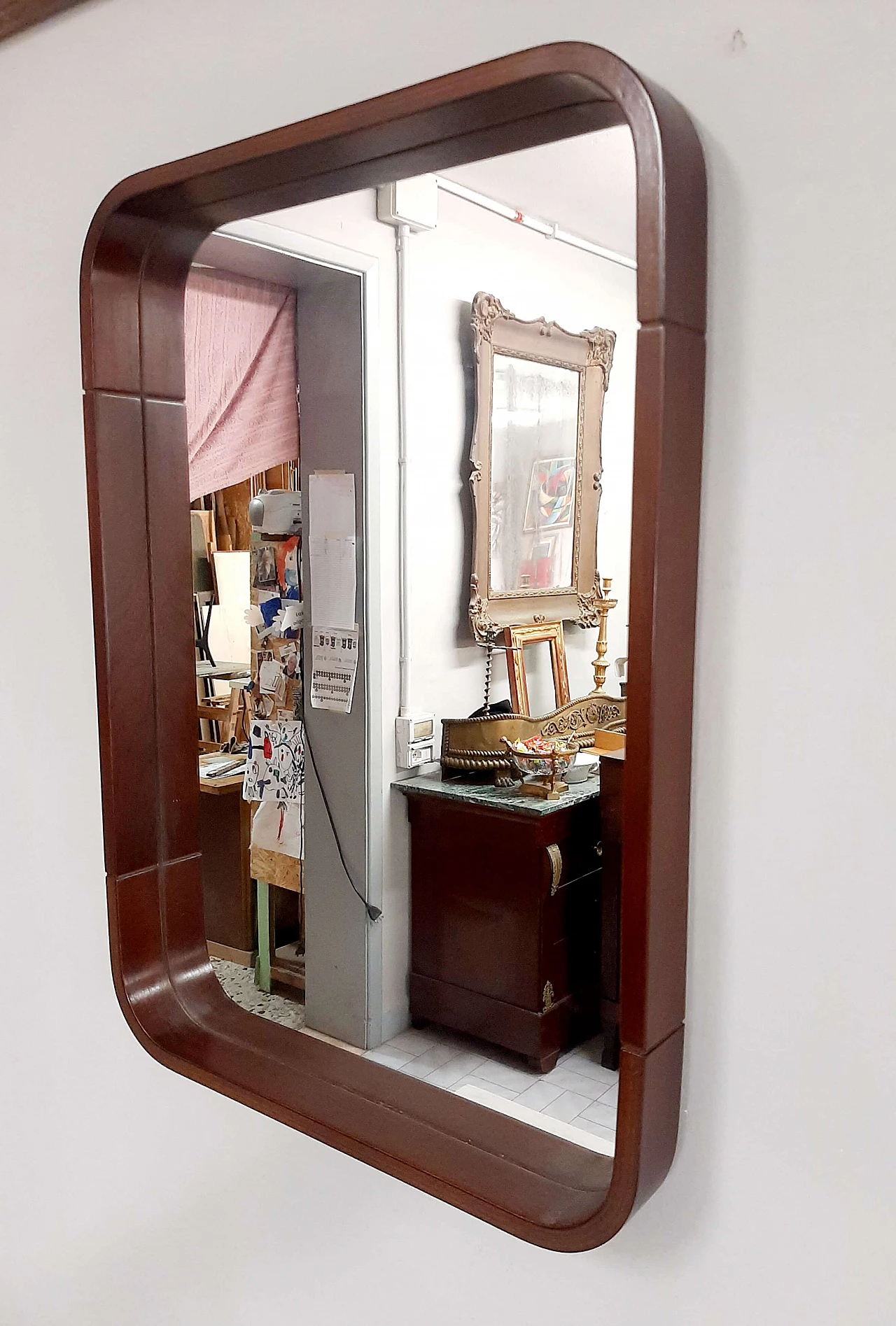 Mirror with wood frame, 1970s 2