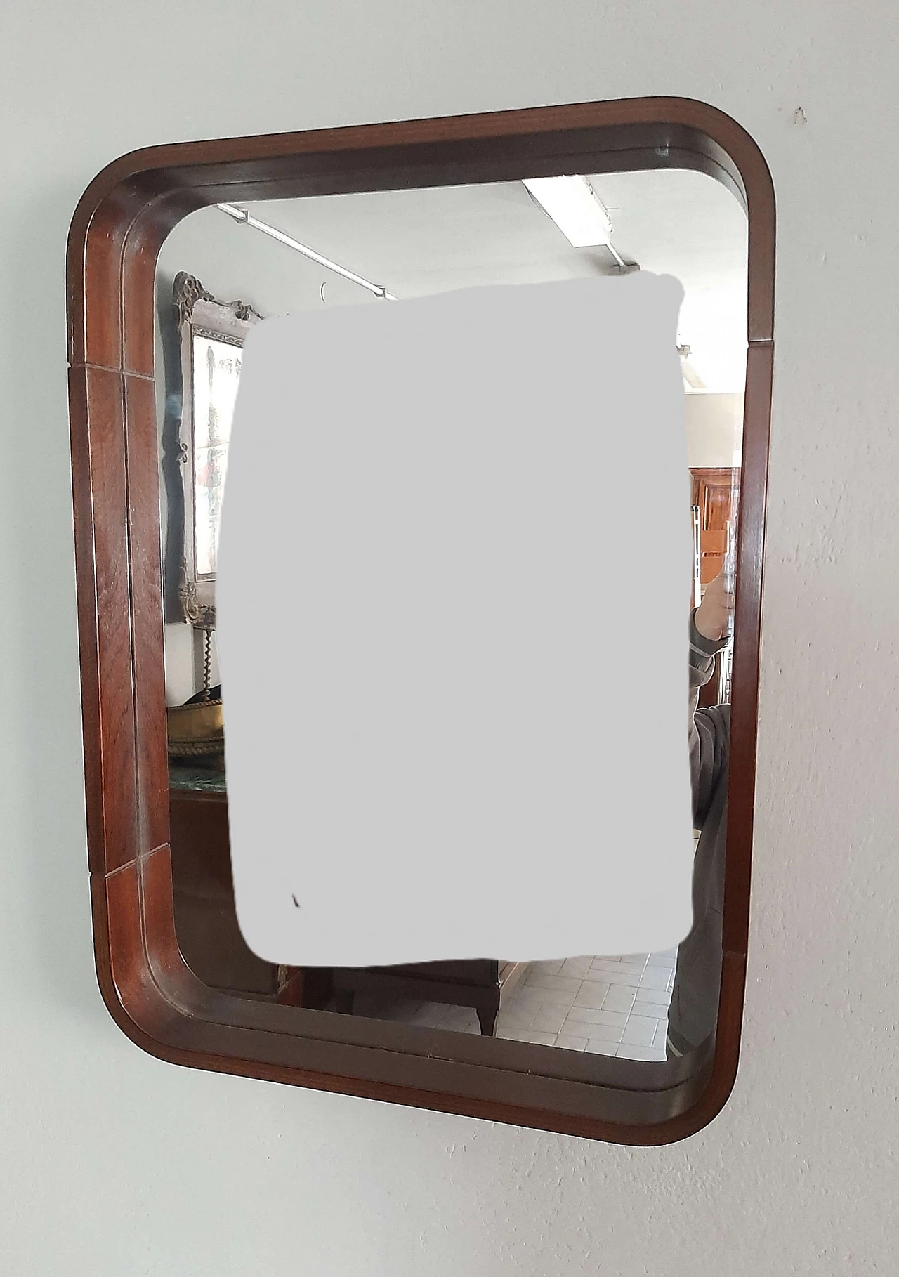 Specchio con cornice in legno, anni '70 4