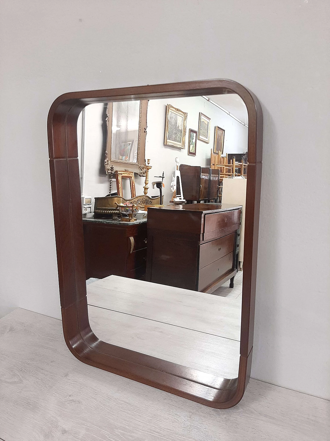 Specchio con cornice in legno, anni '70 5