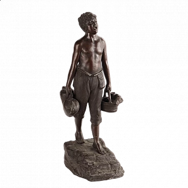 Giuseppe Franzese, water carrier, bronze sculpture