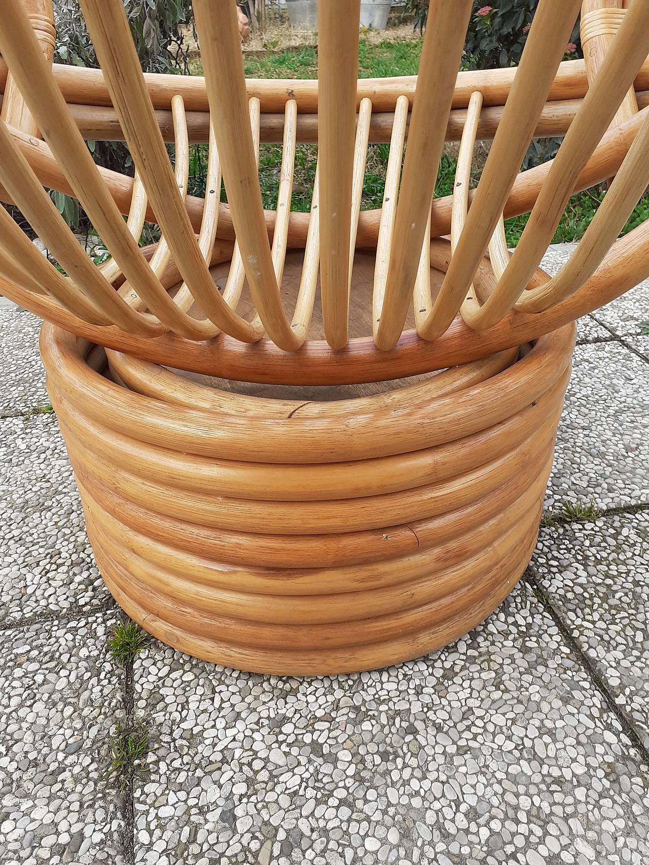 Poltrona girevole in bambù, anni '70 5