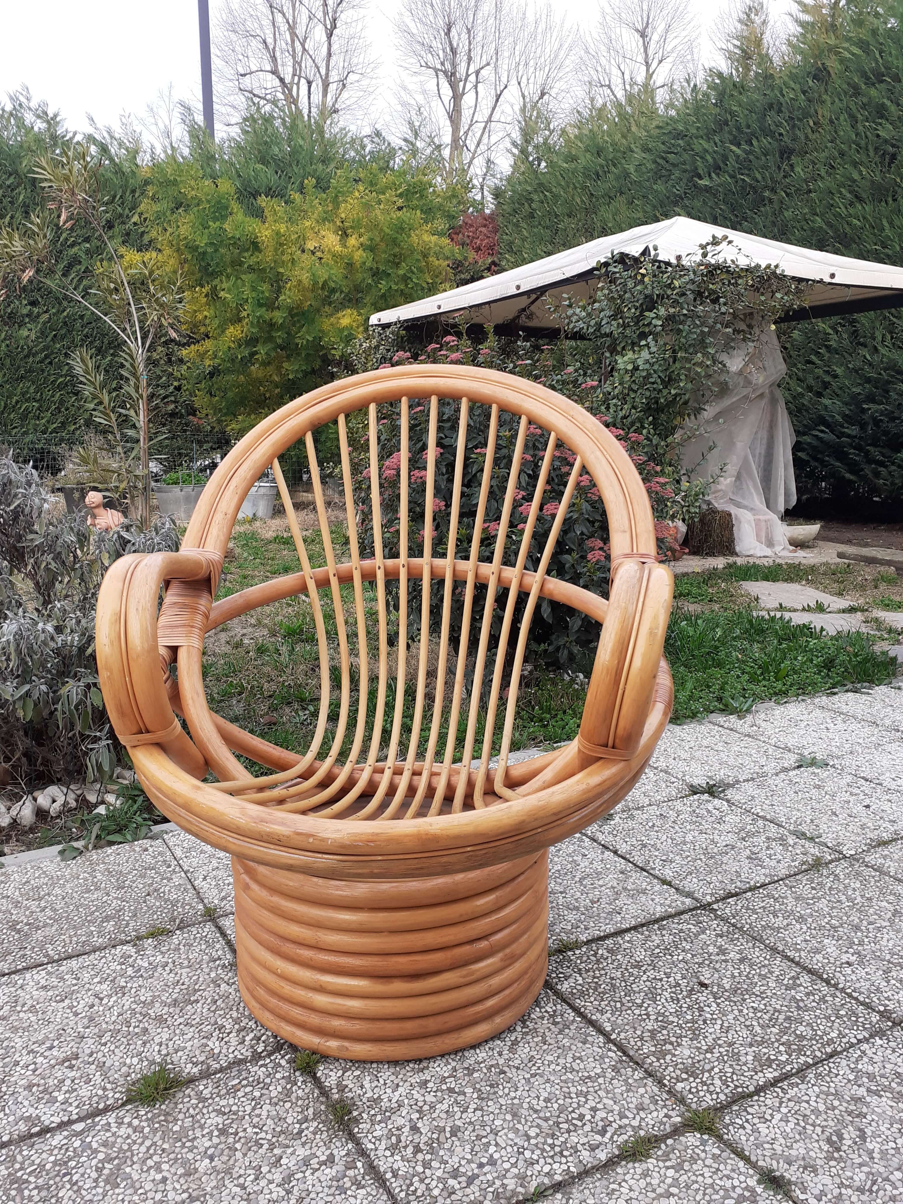 Bamboo Vintage Wicker Swivel Chair Bamboo Rattan Swivel Chair