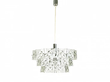 Glass chandelier with chrome-plated metal frame, 1970s