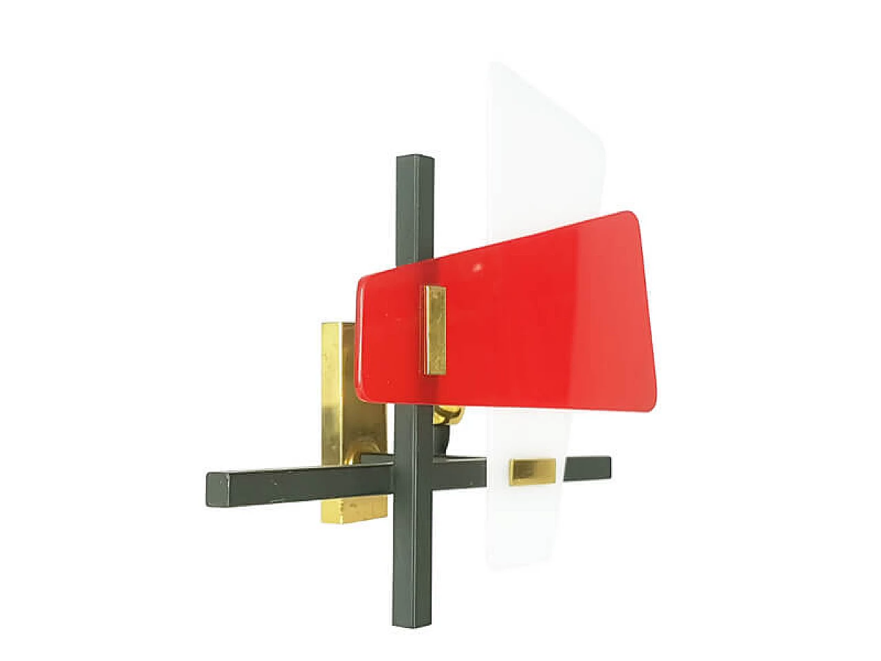 Pair of metal, brass and acrylic glass wall lamps by Stilux, 1960s 1