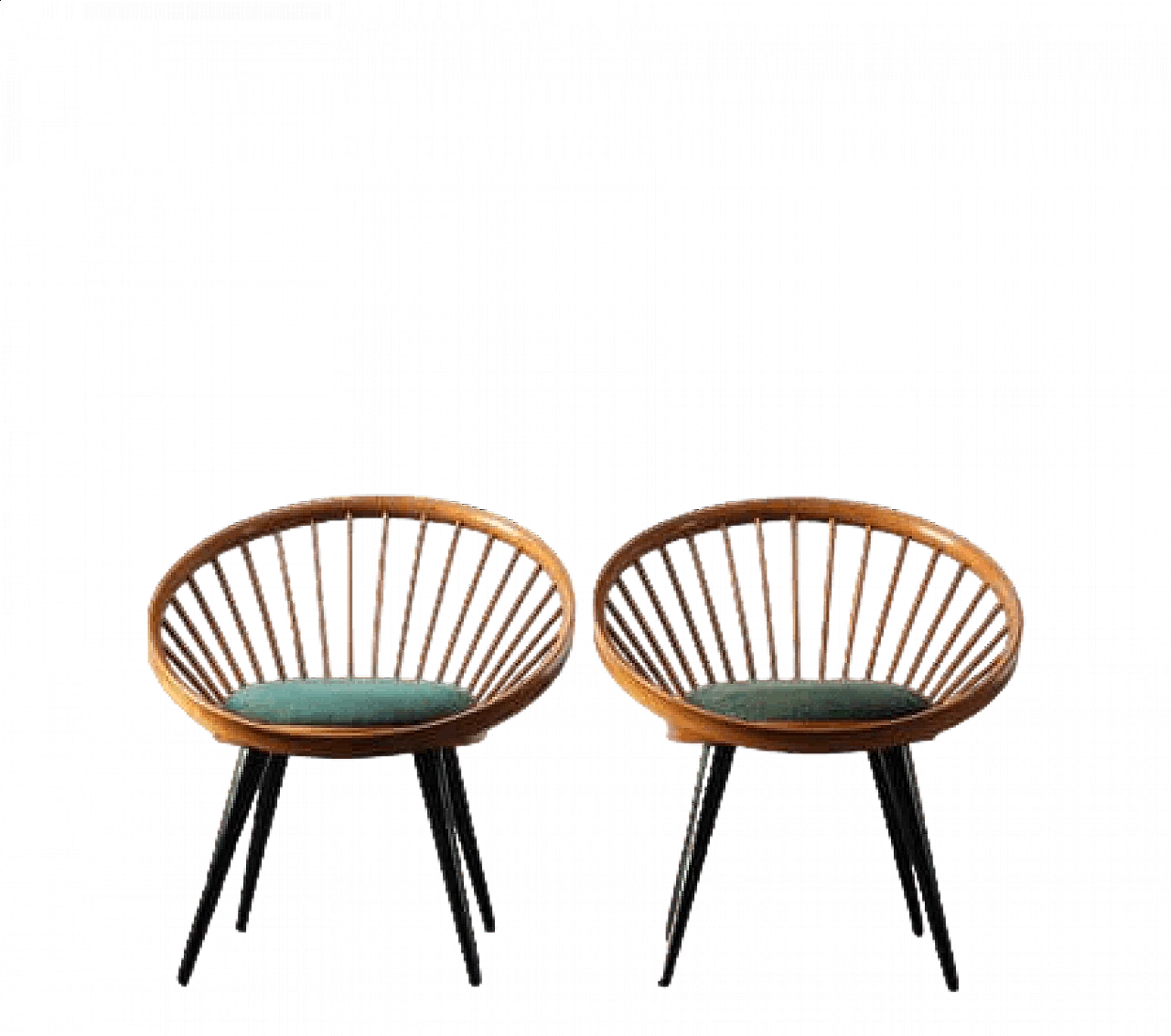 Coppia di poltrone in faggio di Yngve Ekström, anni '60 8