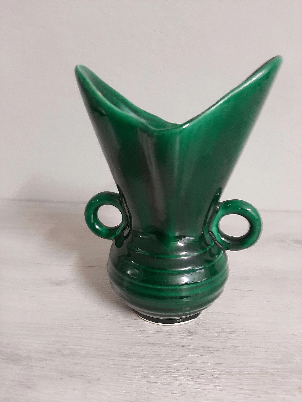 Vaso in ceramica verde di FPP Vallauris France, anni '50 1