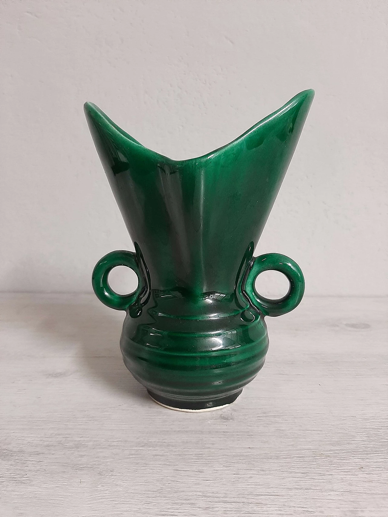 Vaso in ceramica verde di FPP Vallauris France, anni '50 2