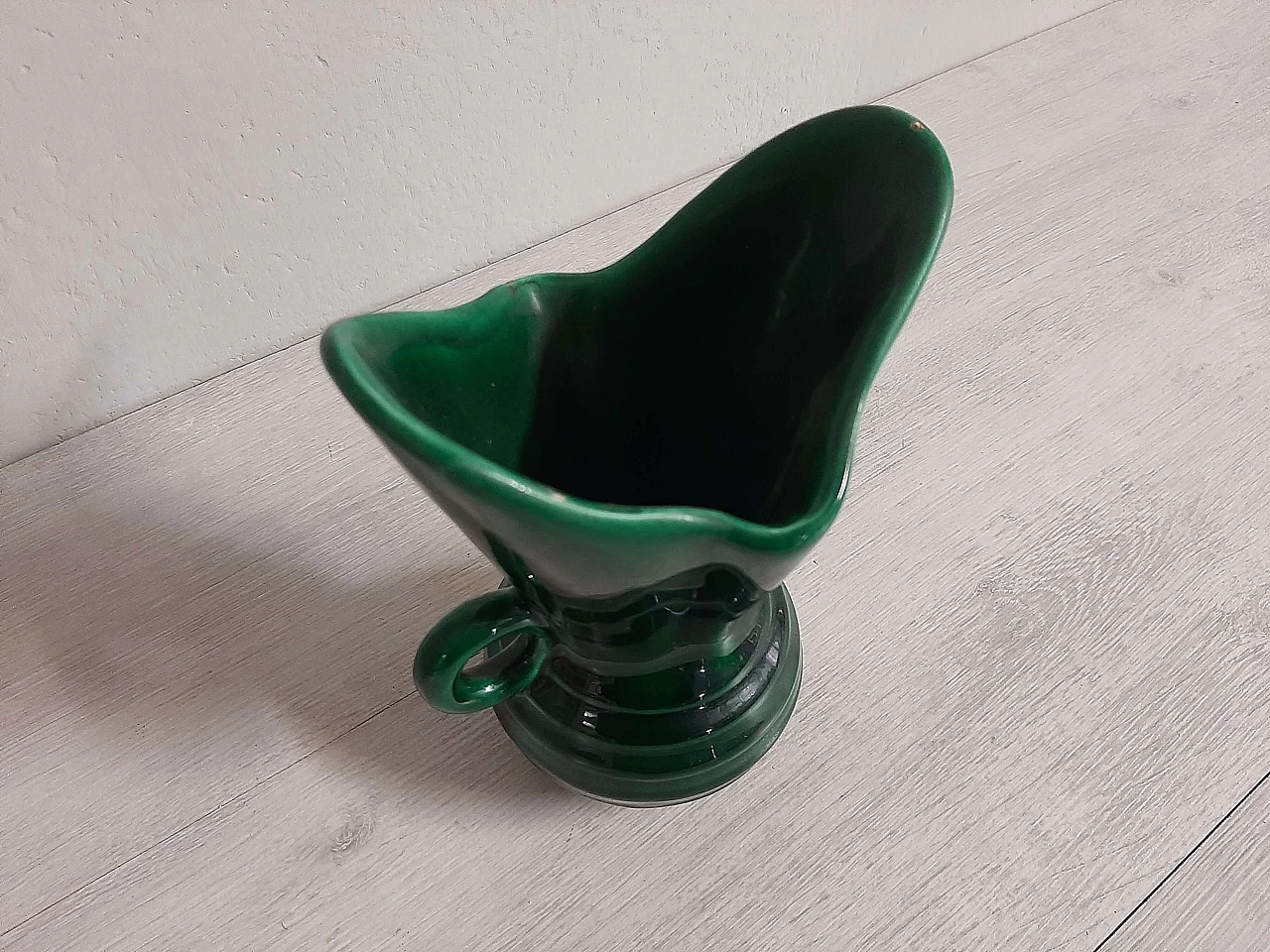 Vaso in ceramica verde di FPP Vallauris France, anni '50 3