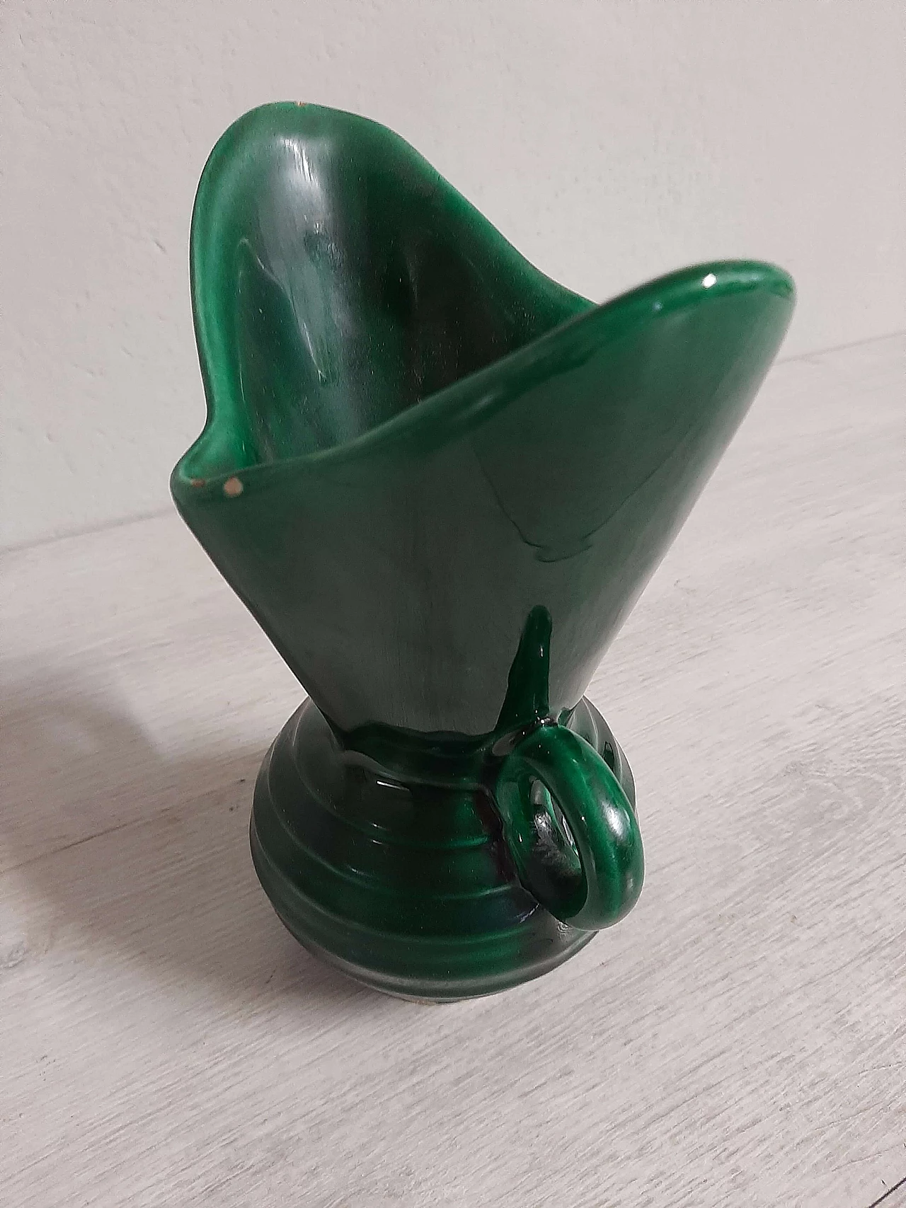 Vaso in ceramica verde di FPP Vallauris France, anni '50 5