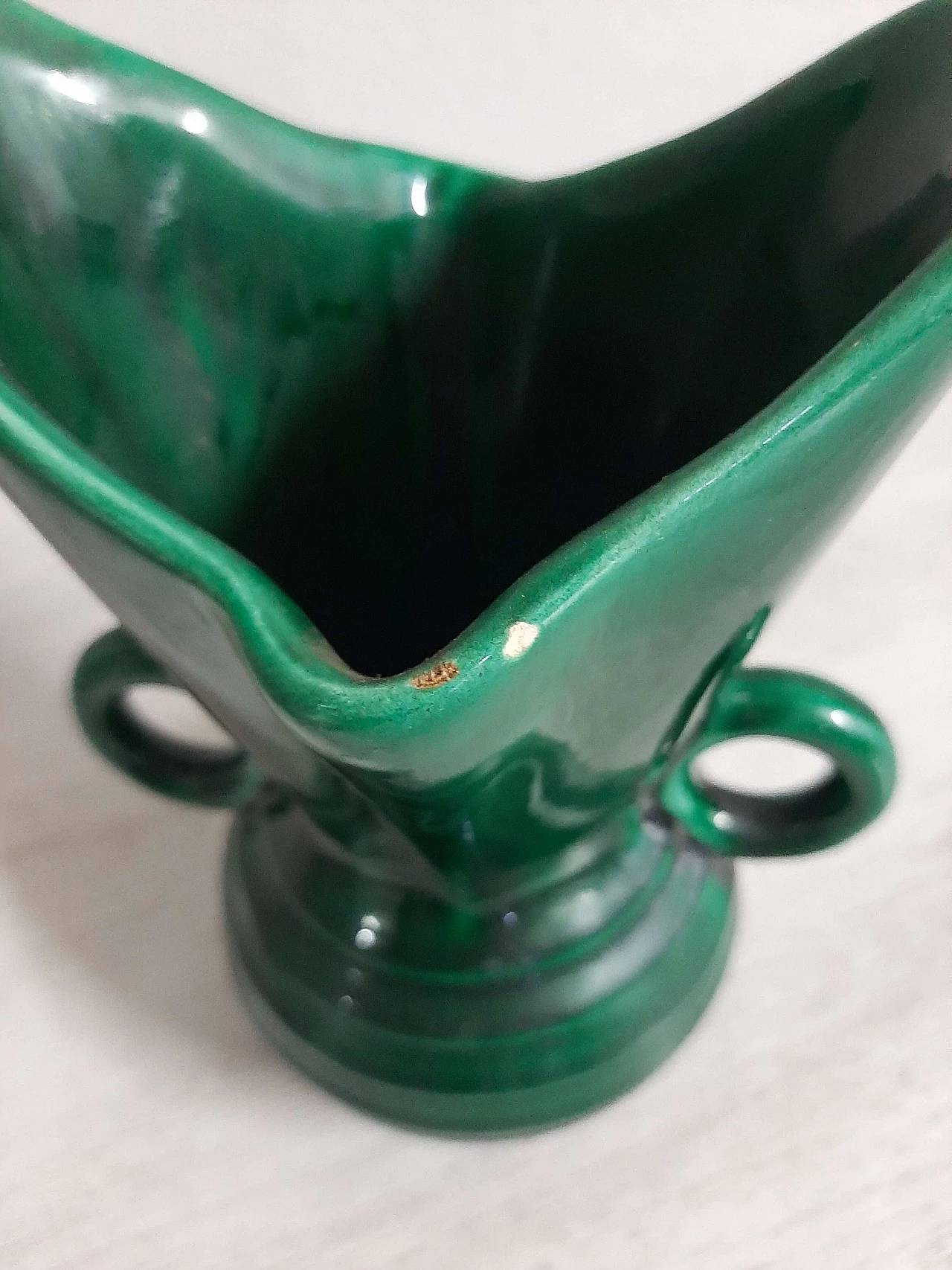 Vaso in ceramica verde di FPP Vallauris France, anni '50 6